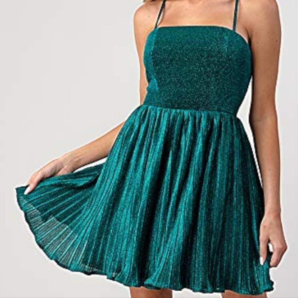 Minuet Petite Strapless Teal Dress